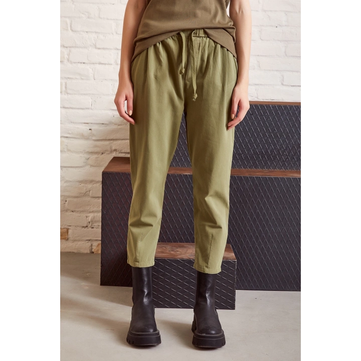 Beli İpli Salaş Gabardin Pantolon Haki