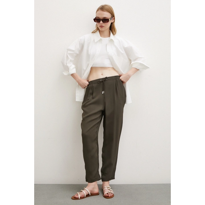 Beli Lastikli Boru Paça Pantolon Haki