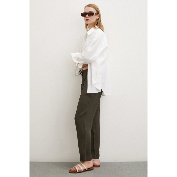 Beli Lastikli Boru Paça Pantolon Haki