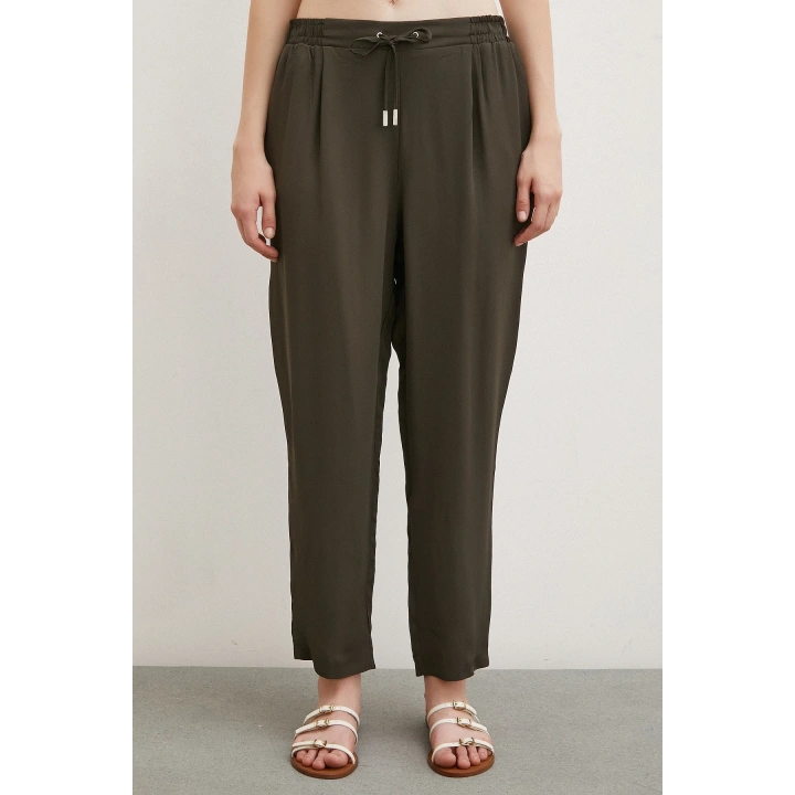 Beli Lastikli Boru Paça Pantolon Haki