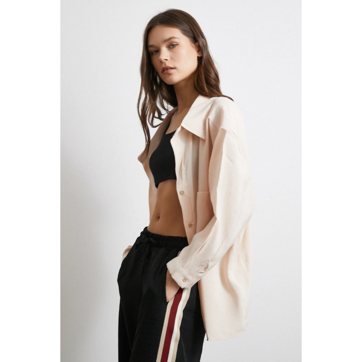 Beli Lastikli Çift Şeritli Pantolon Siyah