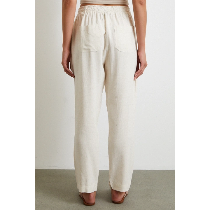 Beli Lastikli Klasik Pantolon Bej