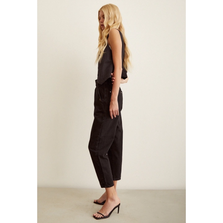 Beli Lastikli Mom Jean Siyah