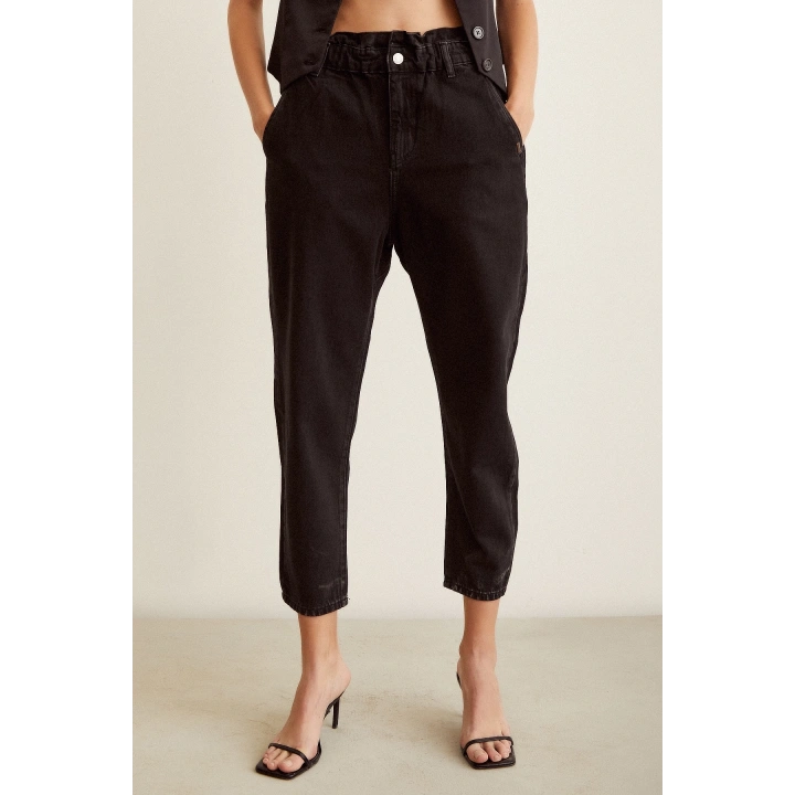 Beli Lastikli Mom Jean Siyah