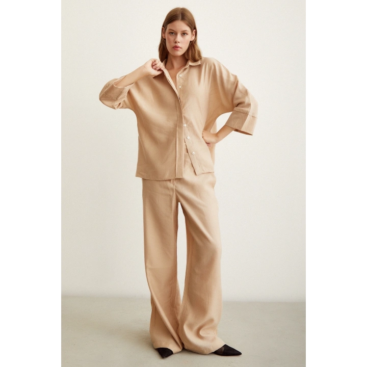 Beli Lastikli Pantolon Bej