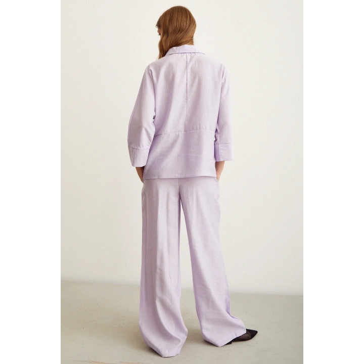 Beli Lastikli Pantolon Lila