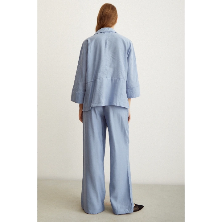 Beli Lastikli Pantolon Mavi