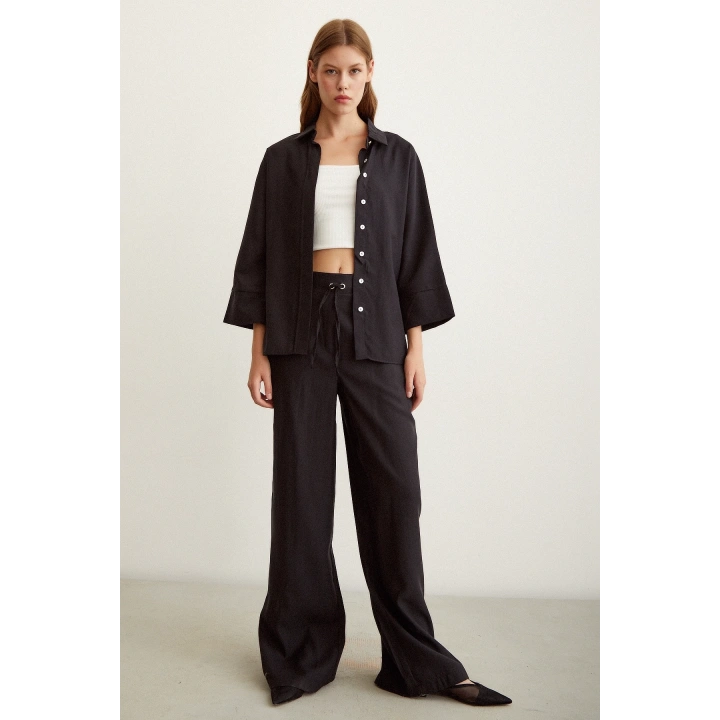 Beli Lastikli Pantolon Siyah