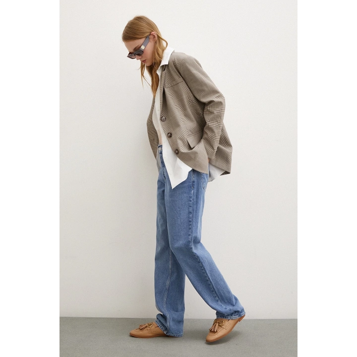 Beş Cepli Boru Paça Jean Mavi