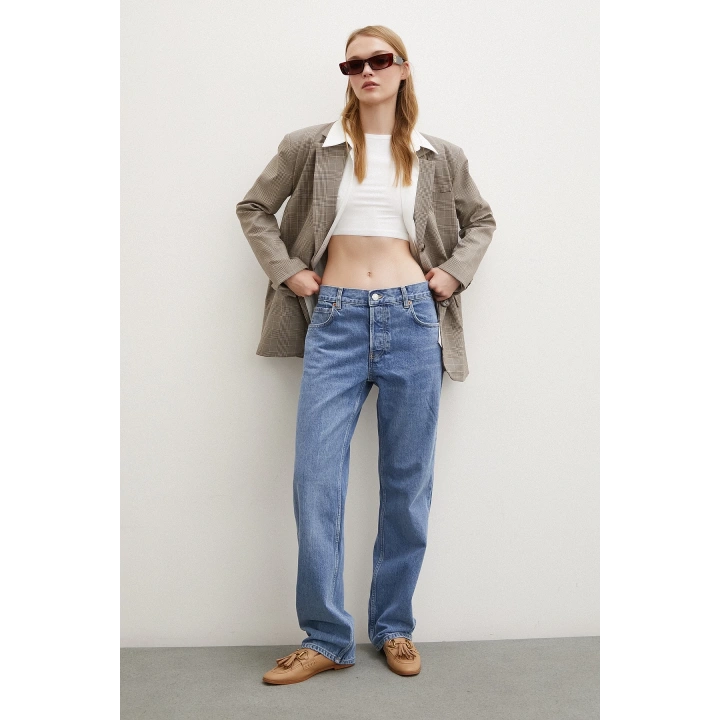 Beş Cepli Boru Paça Jean Mavi