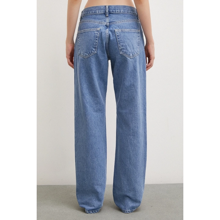 Beş Cepli Boru Paça Jean Mavi