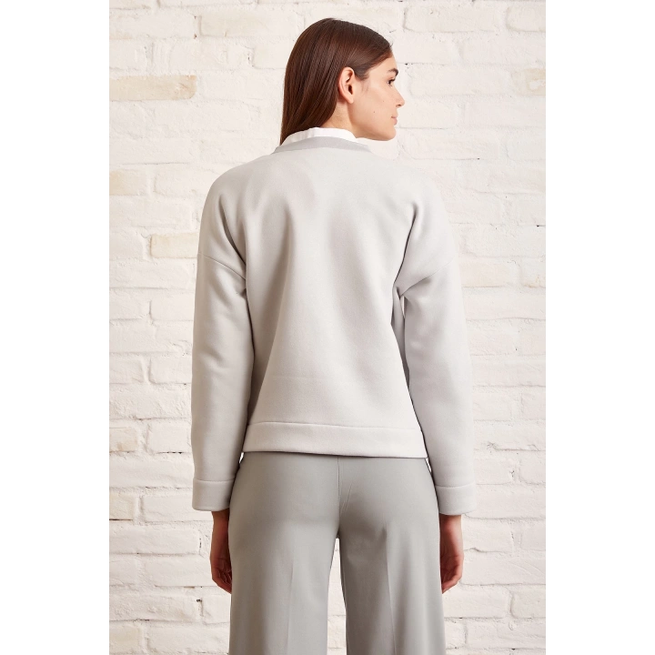 Bisiklet Yaka Oversize Sweatshirt Mavi