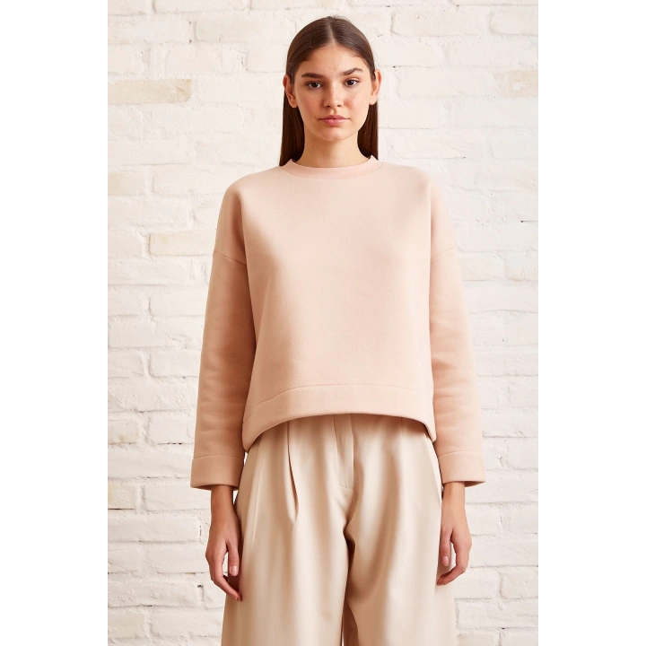 Bisiklet Yaka Oversize Sweatshirt Somon