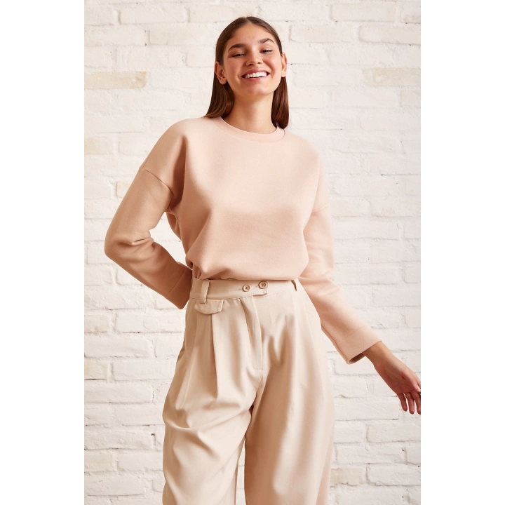 Bisiklet Yaka Oversize Sweatshirt Somon