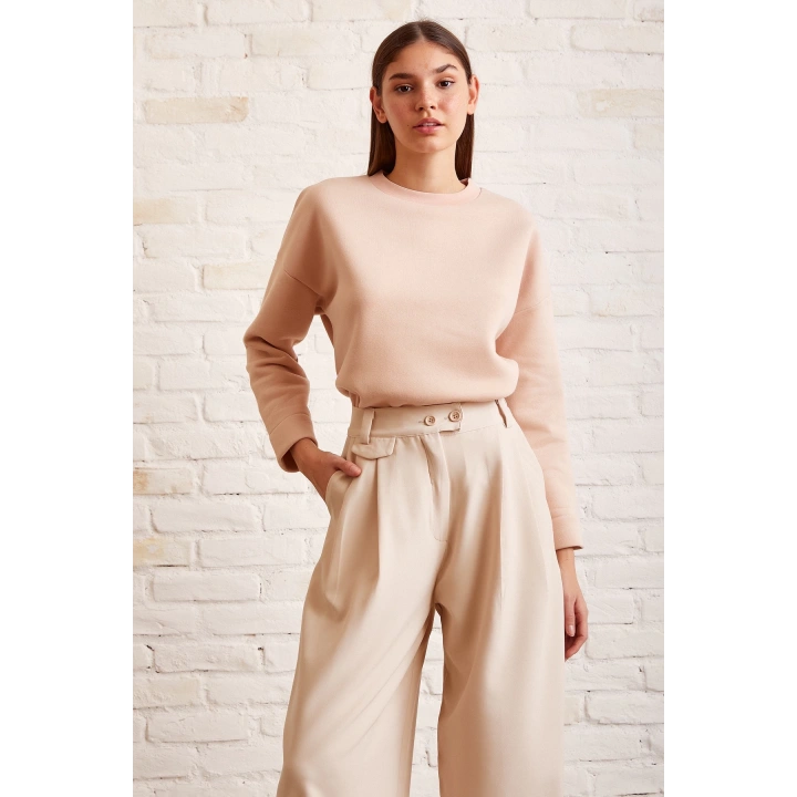 Bisiklet Yaka Oversize Sweatshirt Somon