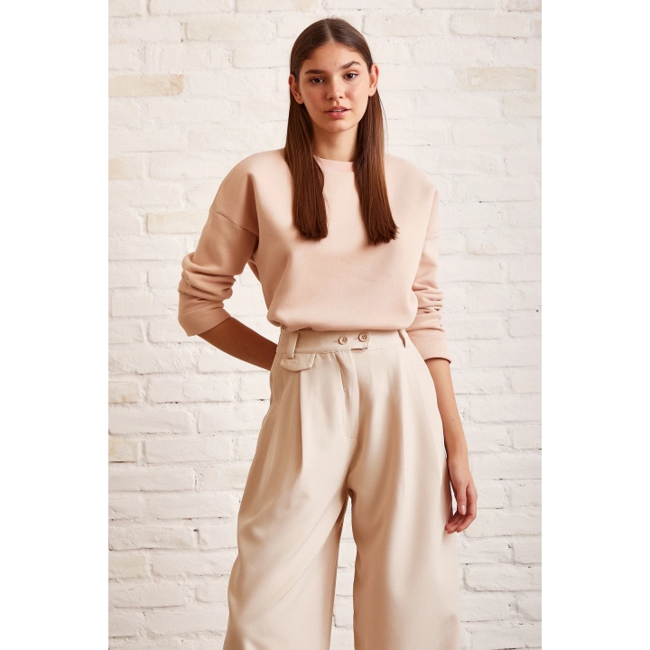 Bisiklet Yaka Oversize Sweatshirt Somon