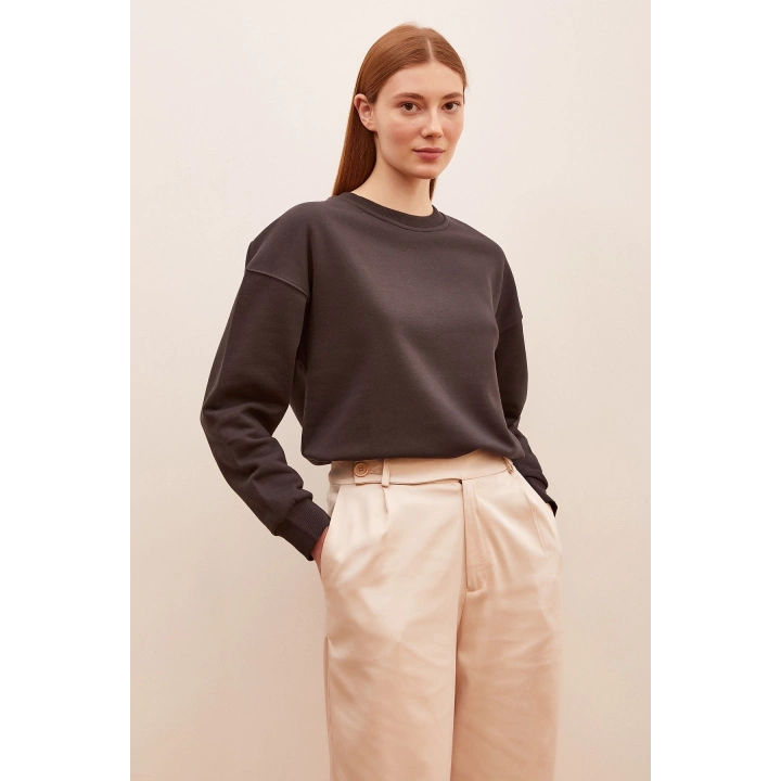 Bisiklet Yaka Sweatshirt Antirasit