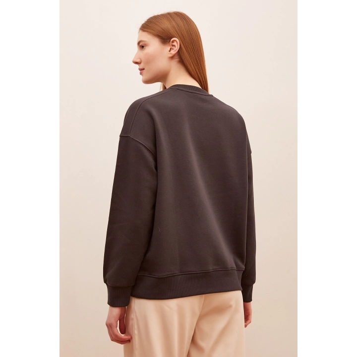 Bisiklet Yaka Sweatshirt Antirasit