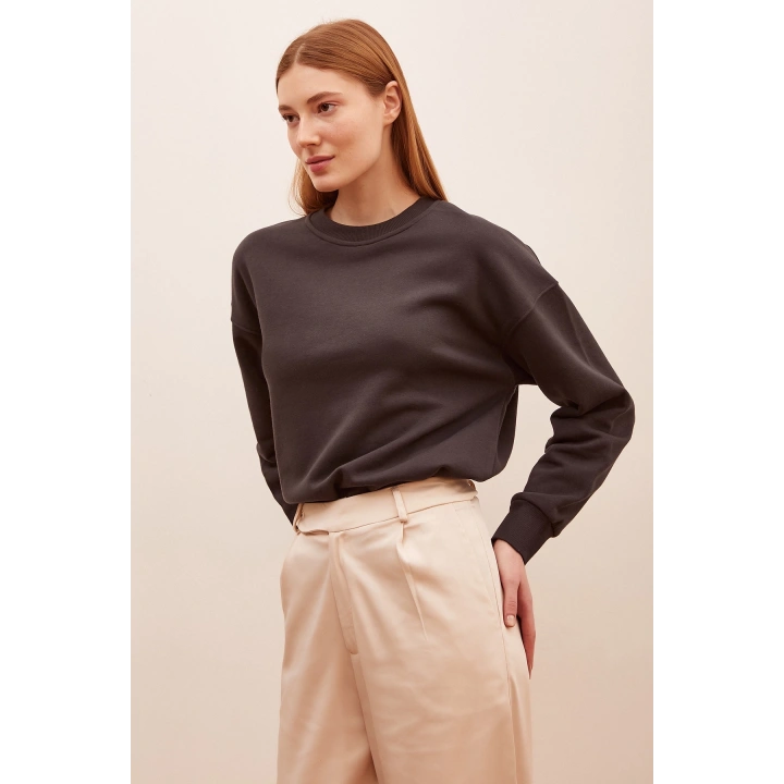 Bisiklet Yaka Sweatshirt Antirasit