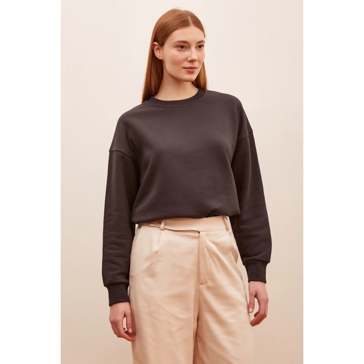 Bisiklet Yaka Sweatshirt Antirasit