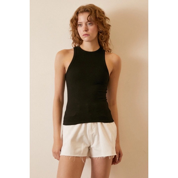 Bisiklet Yaka Top Siyah