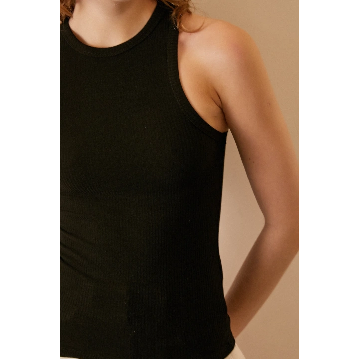 Bisiklet Yaka Top Siyah