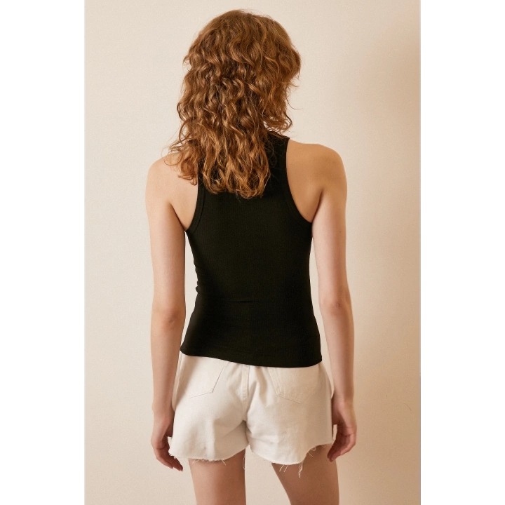 Bisiklet Yaka Top Siyah