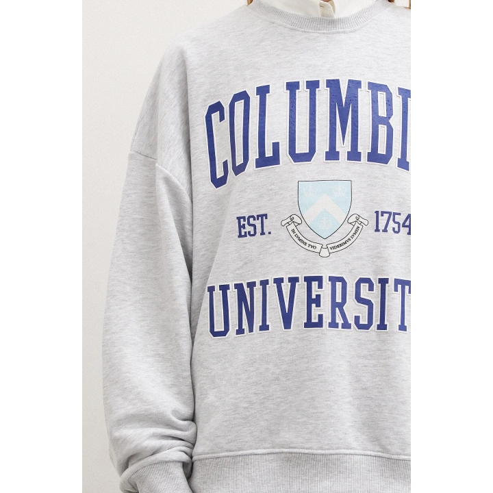 Bisiklet Yaka Üç İplik Sweatshirts Gri