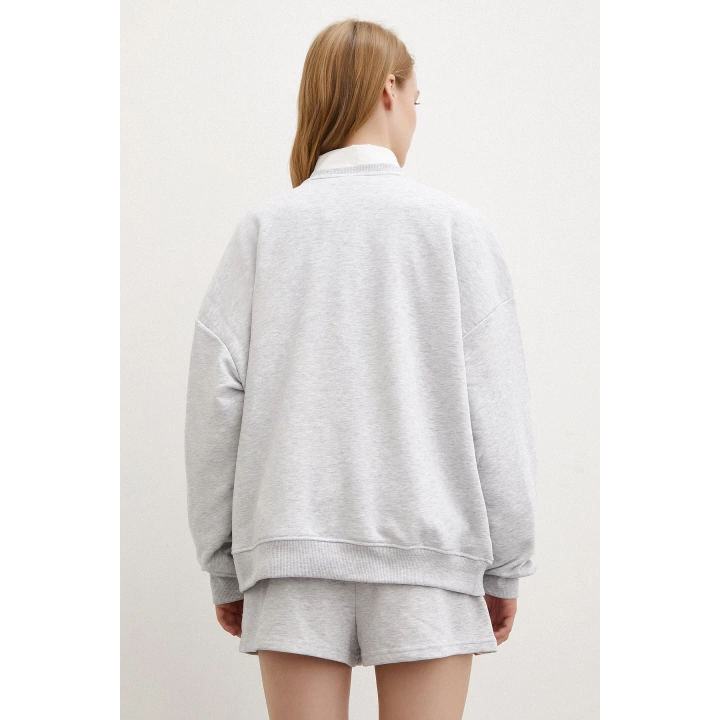 Bisiklet Yaka Üç İplik Sweatshirts Gri