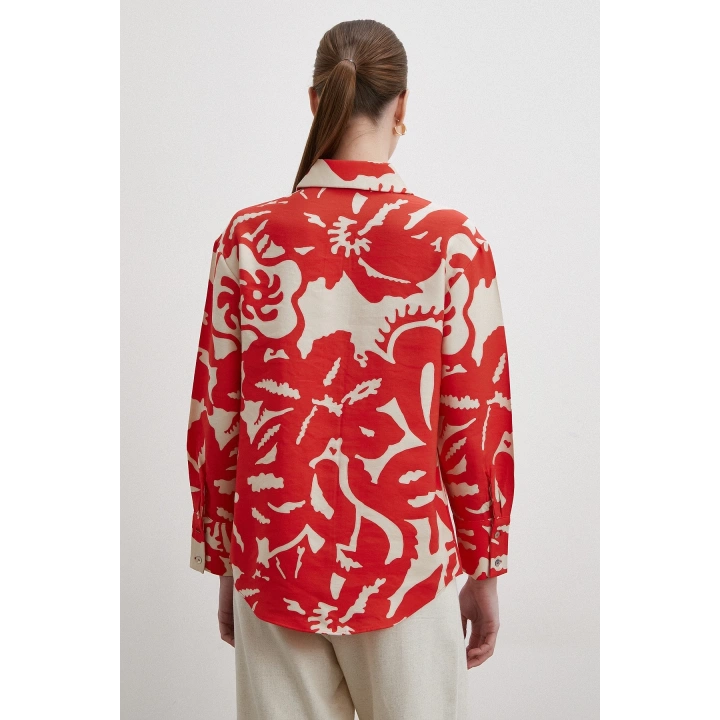 Bisou Desenli Gömlek Kırmızı