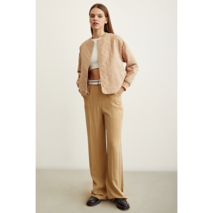 Bomber Kapitone Ceket Bej