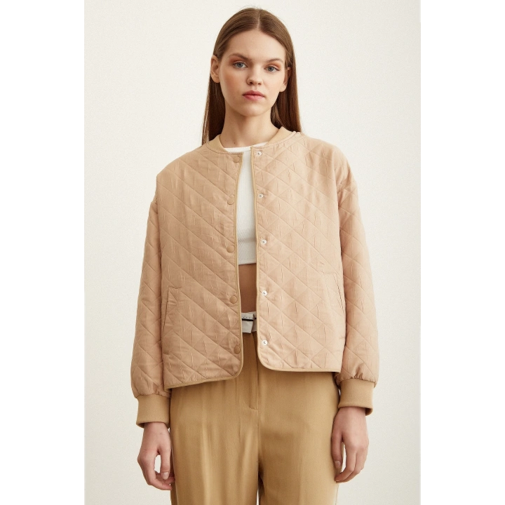 Bomber Kapitone Ceket Bej