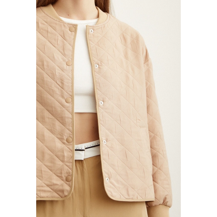 Bomber Kapitone Ceket Bej