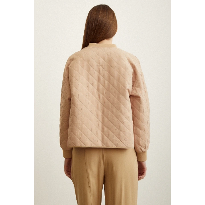 Bomber Kapitone Ceket Bej