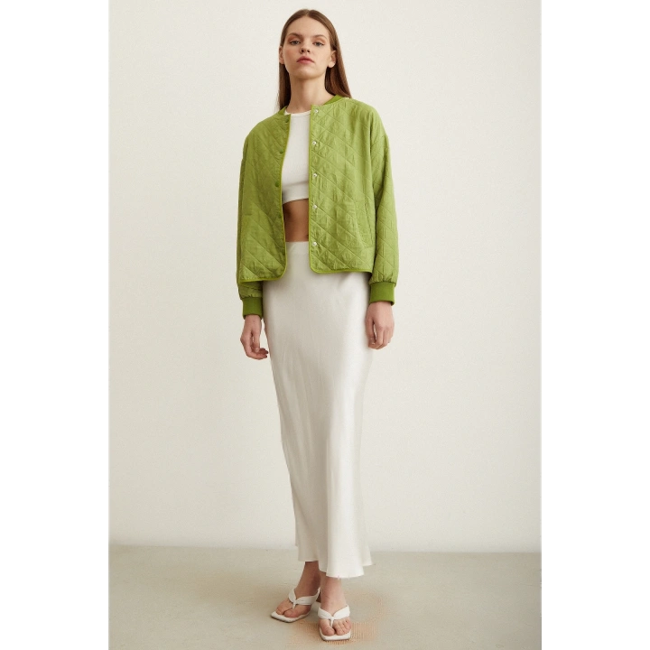 Bomber Kapitone Ceket Fıstık Yeşili