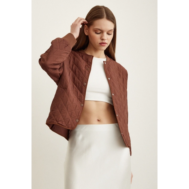 Bomber Kapitone Ceket Kahve