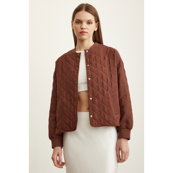 Bomber Kapitone Ceket Kahve