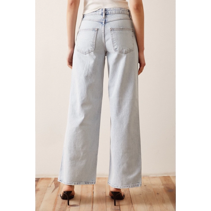 Boru Paça Salaş Jean Buz Mavisi