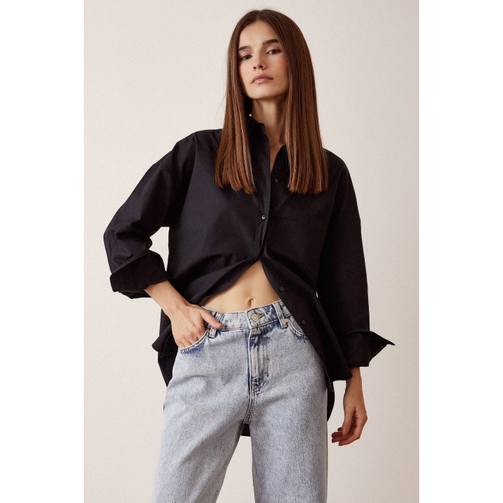 Boyfriend Basic Gömlek Siyah