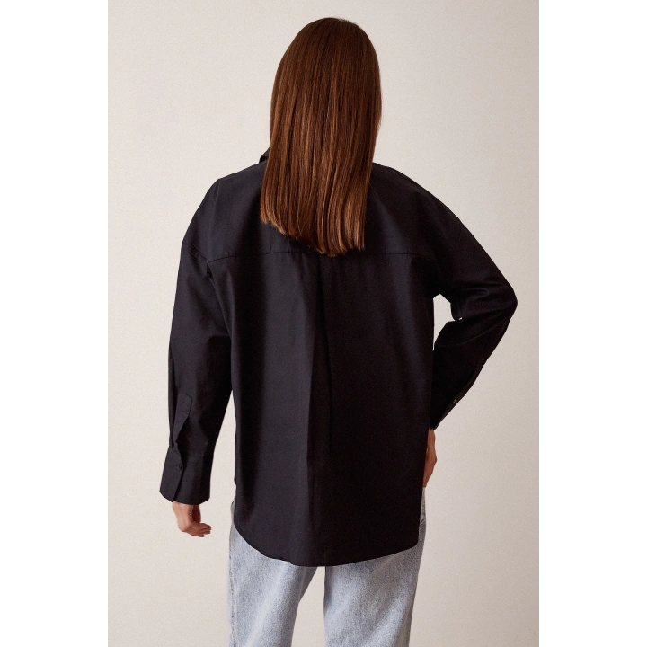 Boyfriend Basic Gömlek Siyah