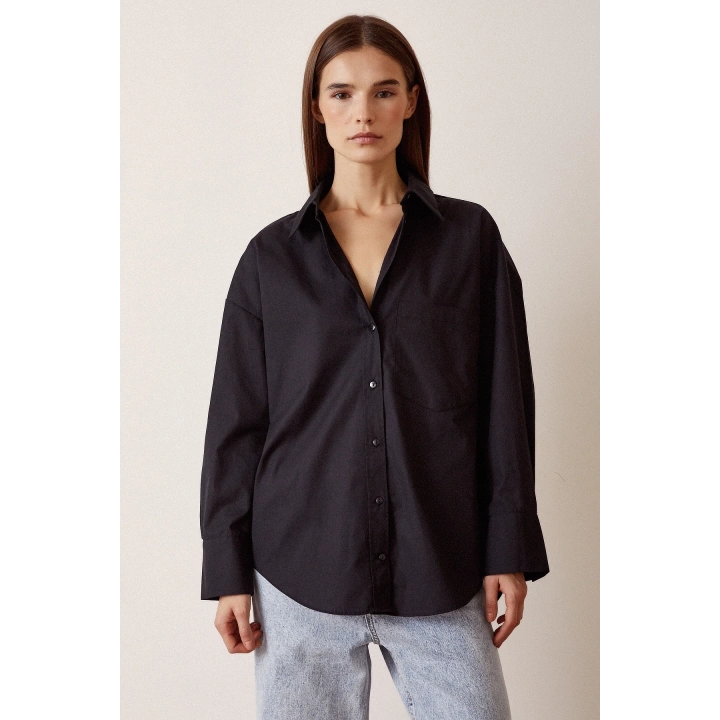 Boyfriend Basic Gömlek Siyah