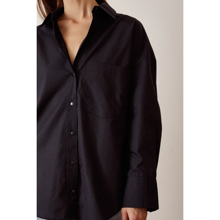 Boyfriend Basic Gömlek Siyah