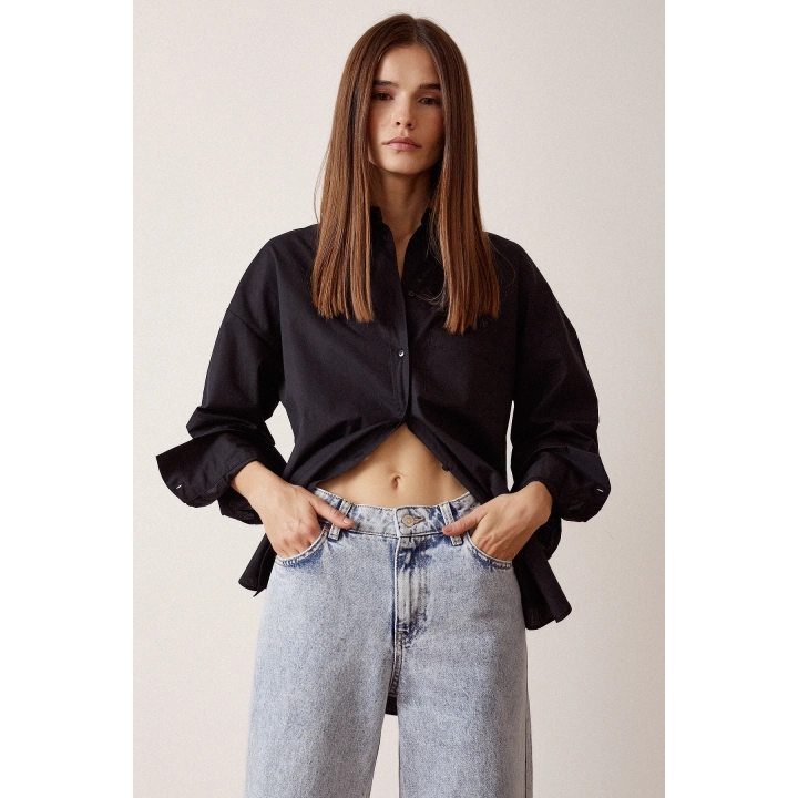 Boyfriend Basic Gömlek Siyah