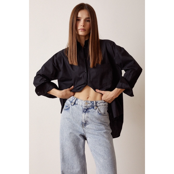 Boyfriend Basic Gömlek Siyah