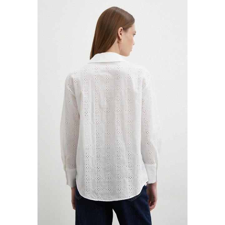 Brodeli Gömlek Ekru