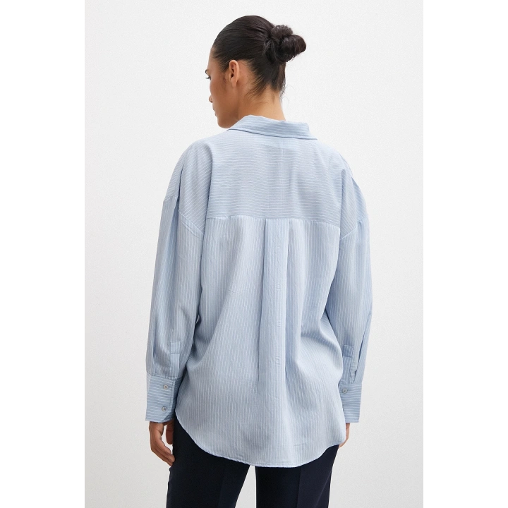 Cepli Çizgili Gömlek Mavi