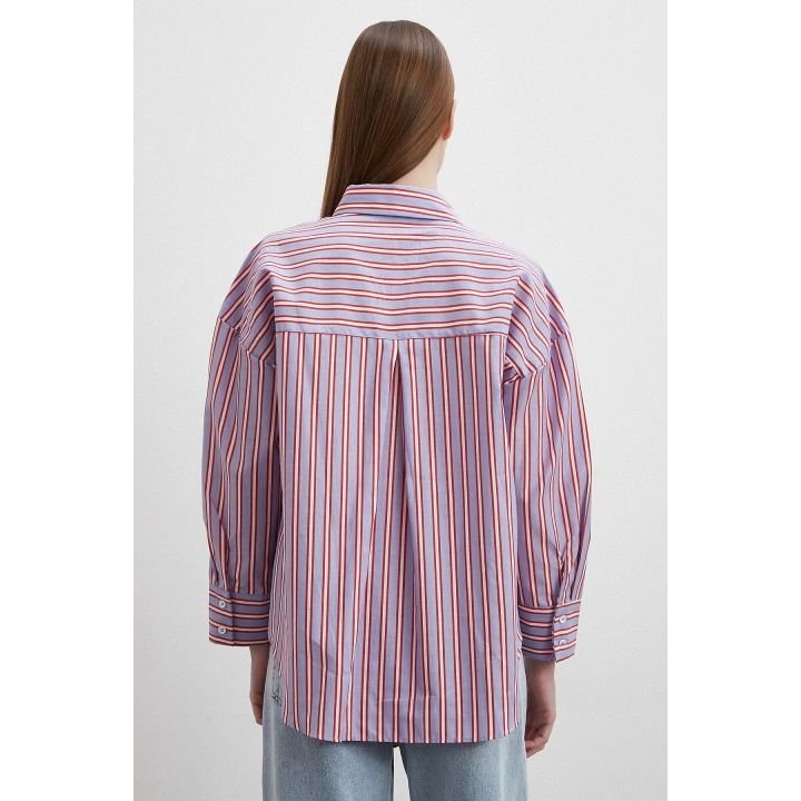 Cepli Çizgili Gömlek Mavi