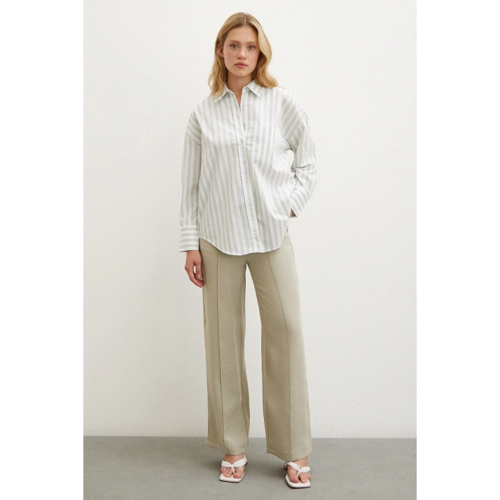 Cepli Çizgili Gömlek Mint