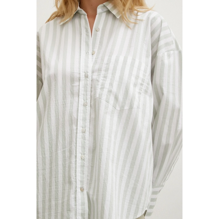 Cepli Çizgili Gömlek Mint