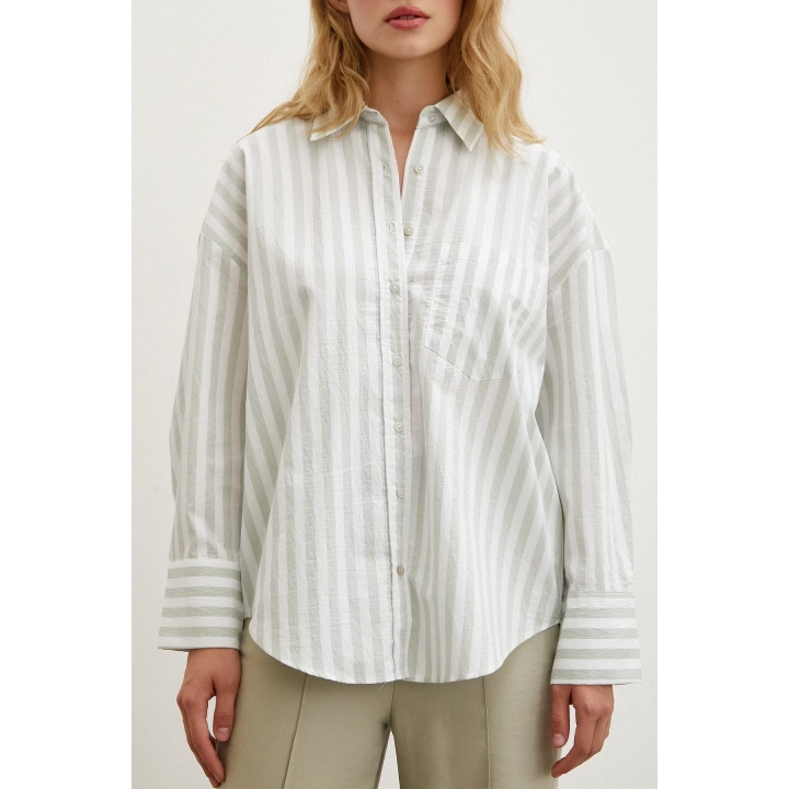 Cepli Çizgili Gömlek Mint